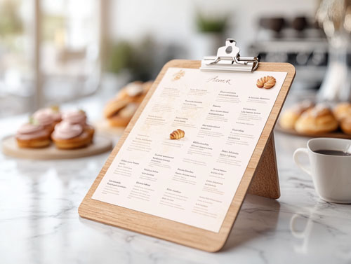 Preisliste mit Frühstücksangeboten