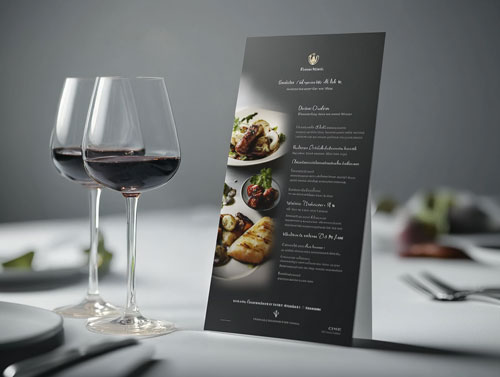 Tischaufsteller für Restaurant mit gehobener Küche