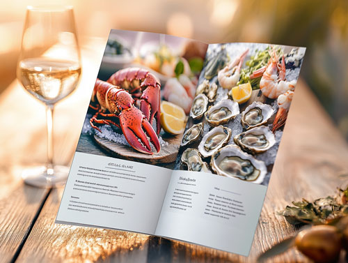 Speisekarte für Seafood Restaurant Surf and turf