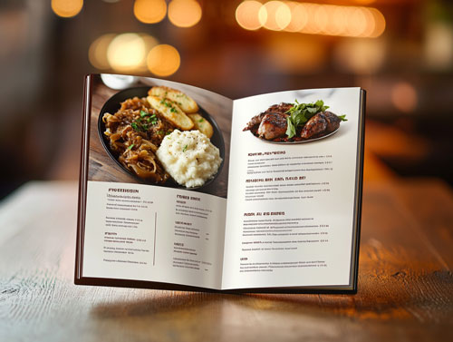 Speisekarte für ein Restaurant mit deutscher Küche