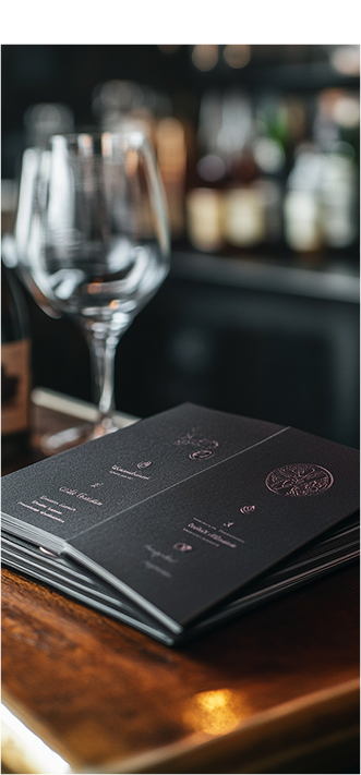 Elegante Speisekarte für die gehobene Gastronomie